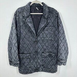 Young Fabulous & Broke Walker Quilted Shacket Charcoal Stonewashed Casual Size L